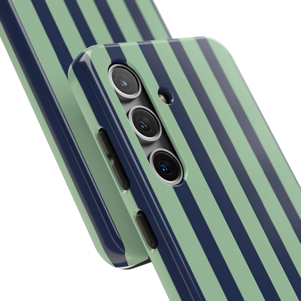 Striped Tough Phone Cases, Stylish Protective Cover, Modern Pattern Cellphone Accessories, Blue Green iPhone Samsung Galaxy Case, Cool Phone