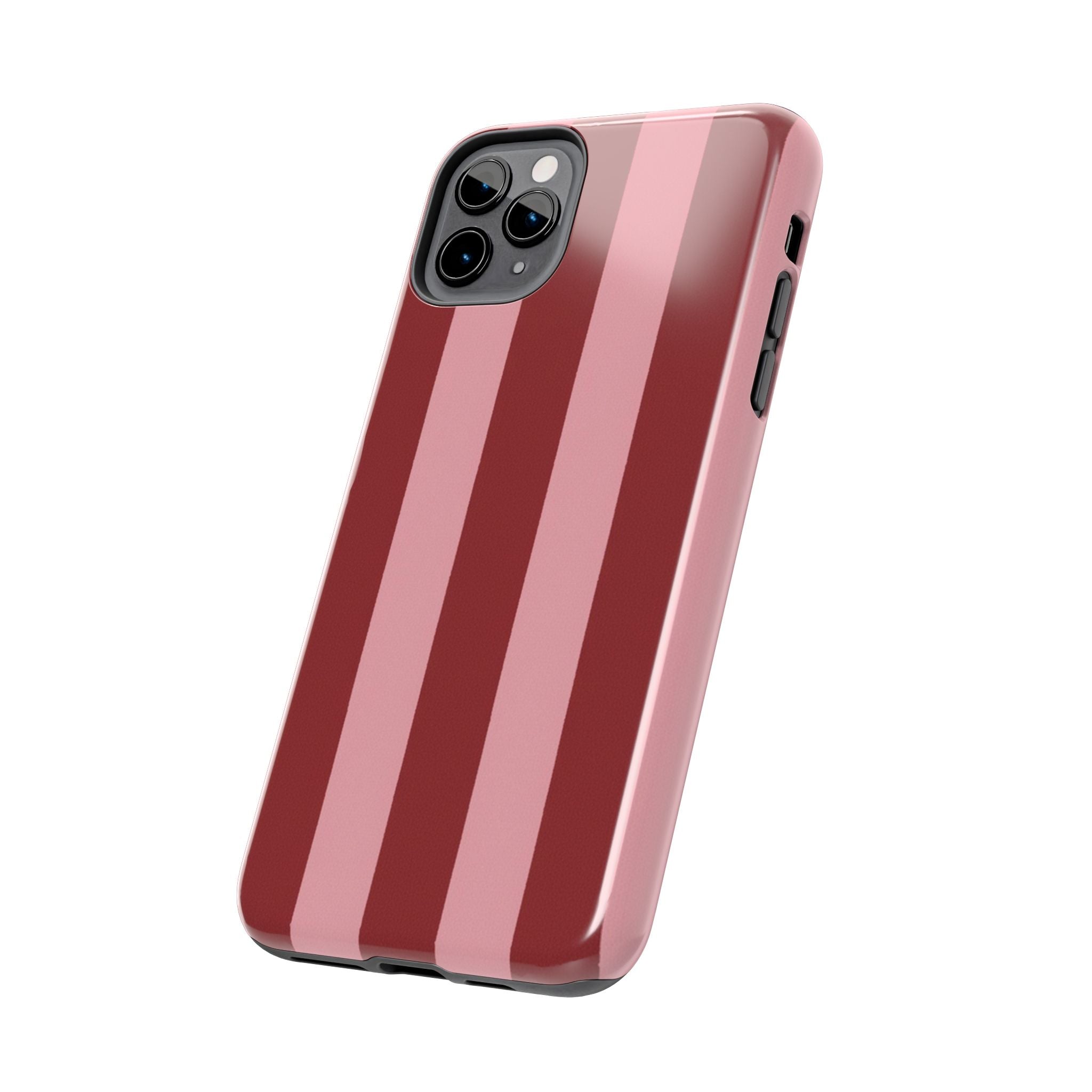 Striped Tough Phone Cases, Pink Red Cool Accessories, Protective Phone Covers, Trendy Mobile Cases, Stylish Device Protectors