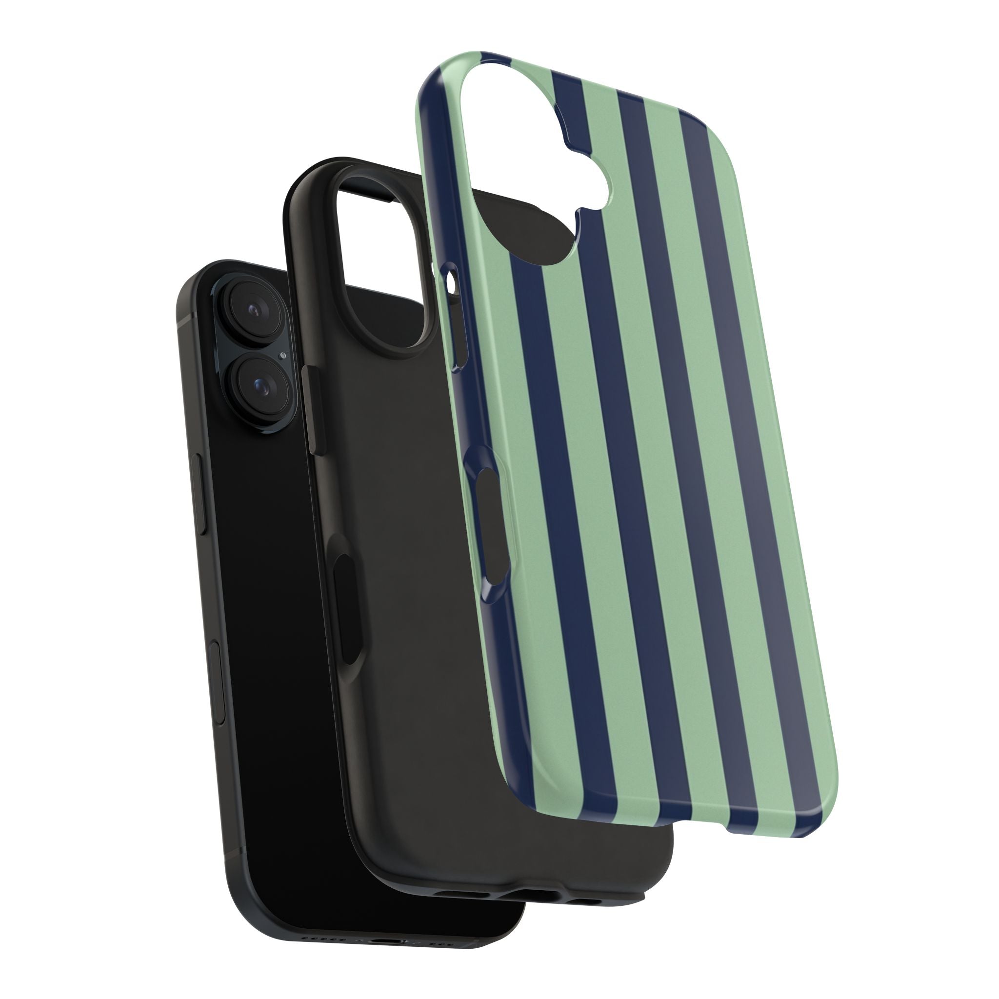 Striped Tough Phone Cases, Stylish Protective Cover, Modern Pattern Cellphone Accessories, Blue Green iPhone Samsung Galaxy Case, Cool Phone