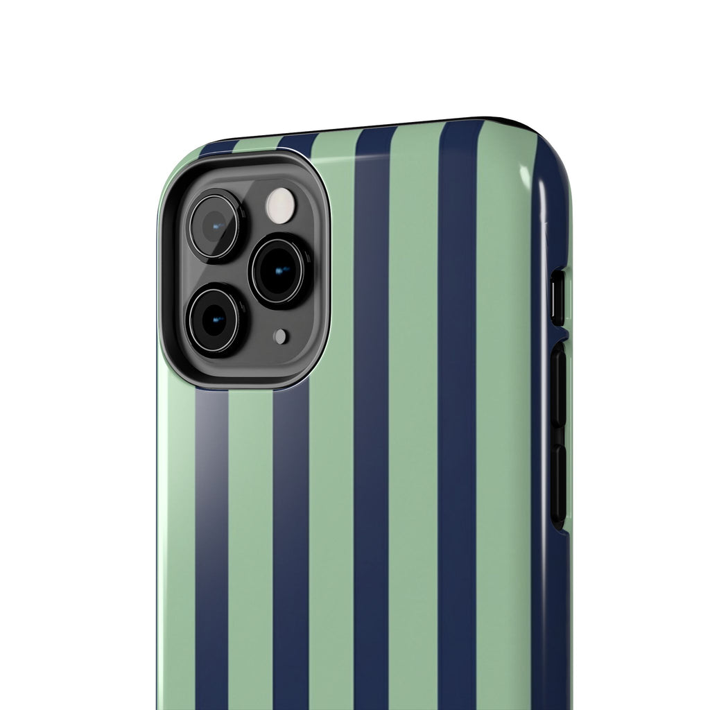 Striped Tough Phone Cases, Stylish Protective Cover, Modern Pattern Cellphone Accessories, Blue Green iPhone Samsung Galaxy Case, Cool Phone