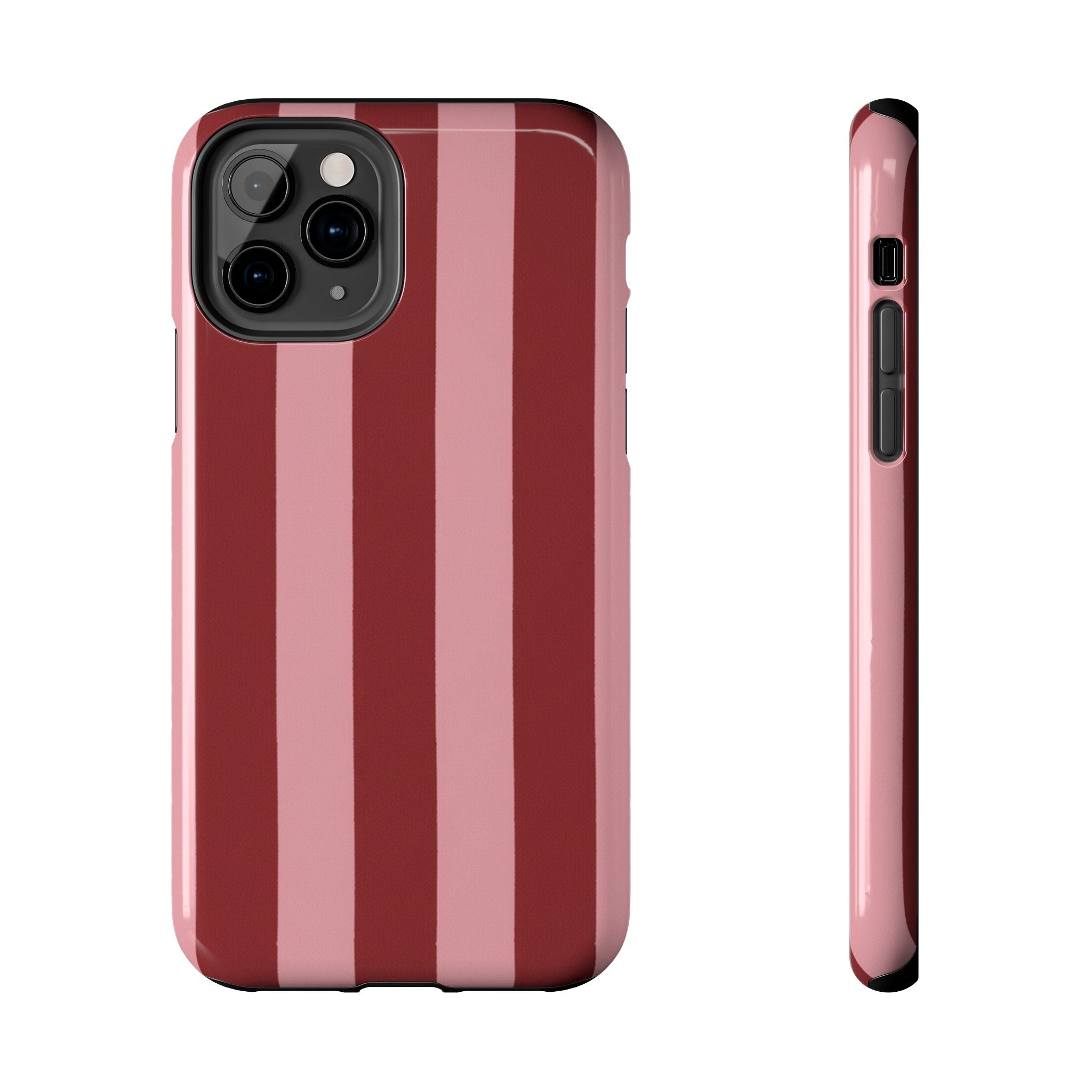 Striped Tough Phone Cases, Pink Red Cool Accessories, Protective Phone Covers, Trendy Mobile Cases, Stylish Device Protectors