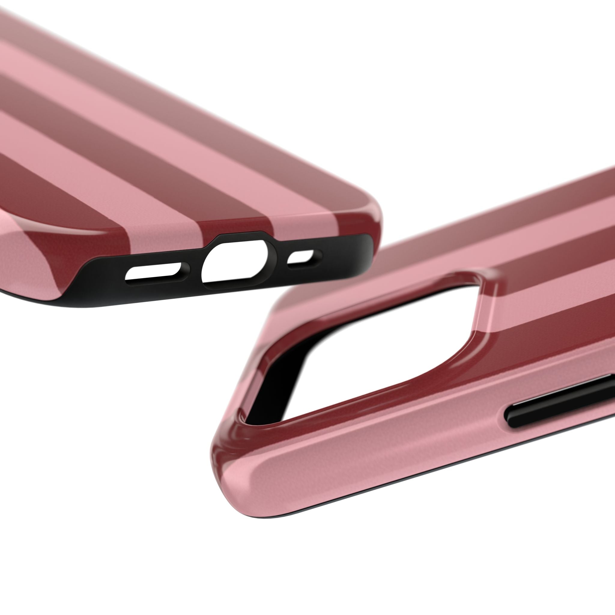 Striped Tough Phone Cases, Pink Red Cool Accessories, Protective Phone Covers, Trendy Mobile Cases, Stylish Device Protectors