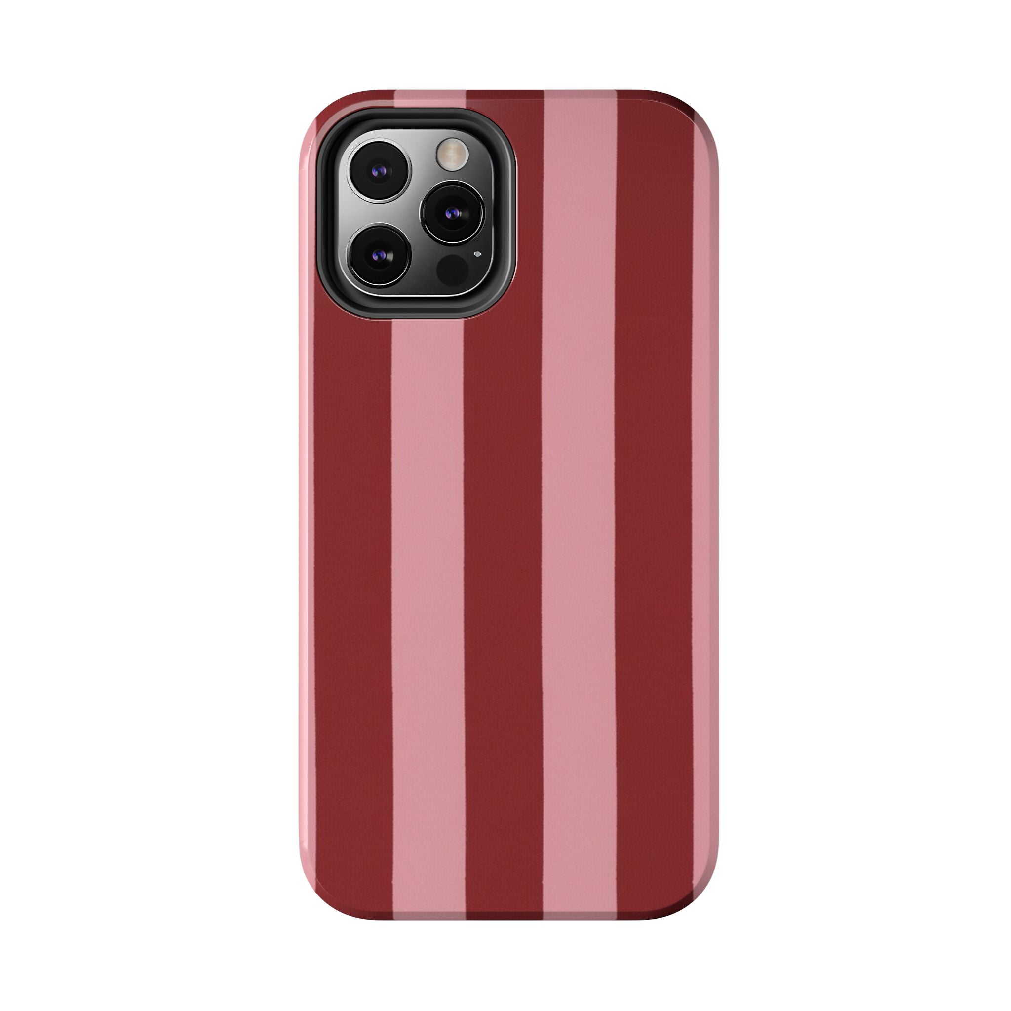 Striped Tough Phone Cases, Pink Red Cool Accessories, Protective Phone Covers, Trendy Mobile Cases, Stylish Device Protectors