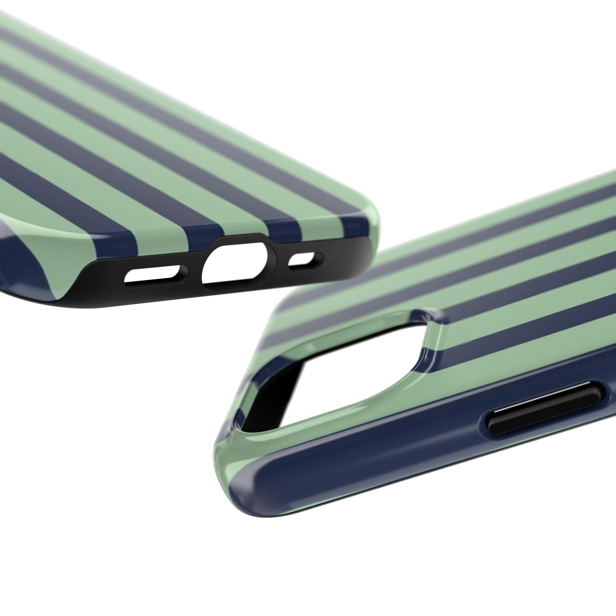 Striped Tough Phone Cases, Stylish Protective Cover, Modern Pattern Cellphone Accessories, Blue Green iPhone Samsung Galaxy Case, Cool Phone