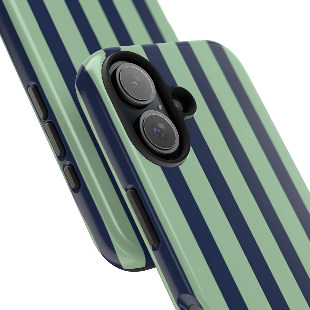 Striped Tough Phone Cases, Stylish Protective Cover, Modern Pattern Cellphone Accessories, Blue Green iPhone Samsung Galaxy Case, Cool Phone