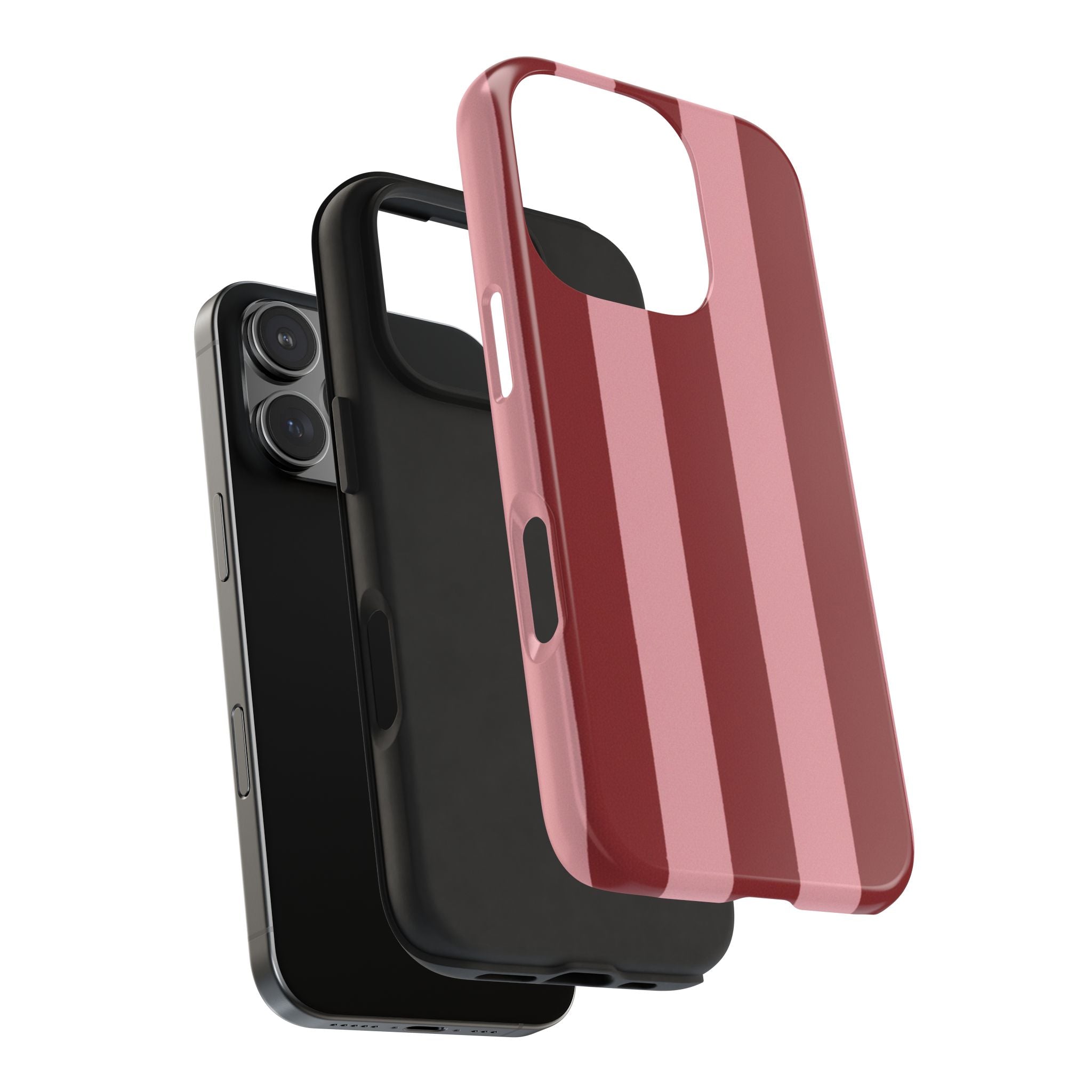 Striped Tough Phone Cases, Pink Red Cool Accessories, Protective Phone Covers, Trendy Mobile Cases, Stylish Device Protectors
