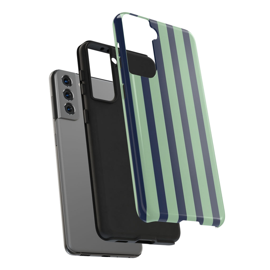 Striped Tough Phone Cases, Stylish Protective Cover, Modern Pattern Cellphone Accessories, Blue Green iPhone Samsung Galaxy Case, Cool Phone