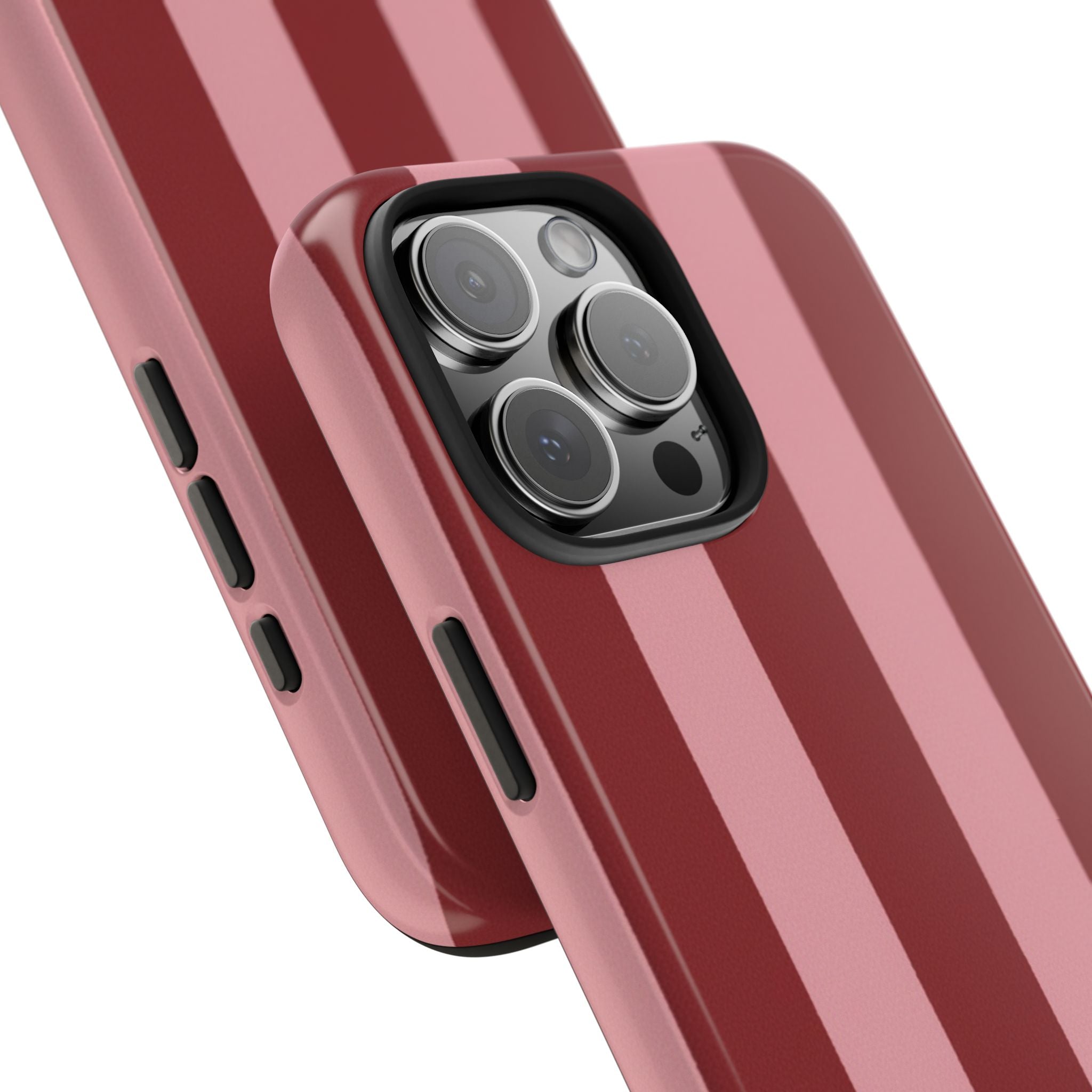 Striped Tough Phone Cases, Pink Red Cool Accessories, Protective Phone Covers, Trendy Mobile Cases, Stylish Device Protectors