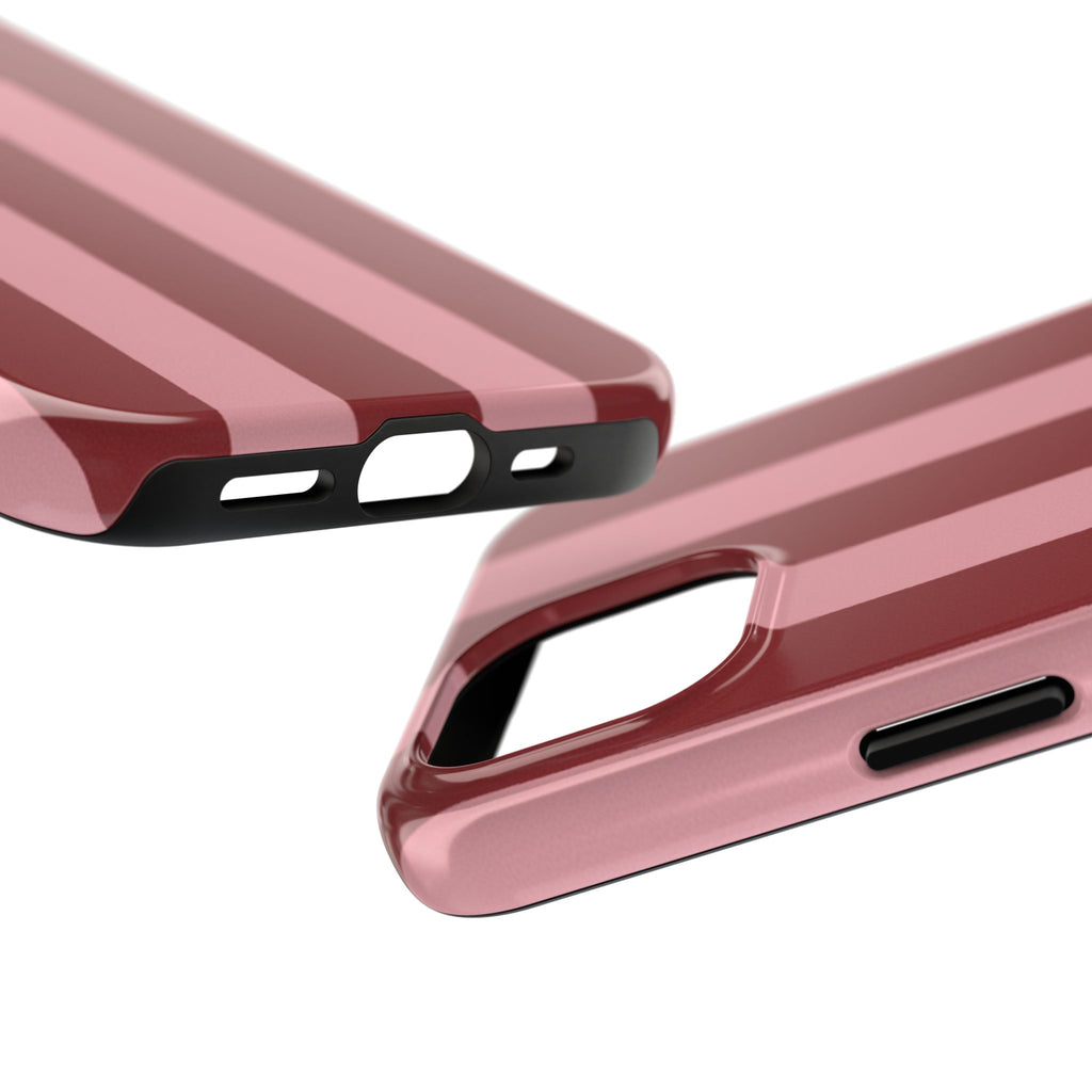 Striped Tough Phone Cases, Pink Red Cool Accessories, Protective Phone Covers, Trendy Mobile Cases, Stylish Device Protectors