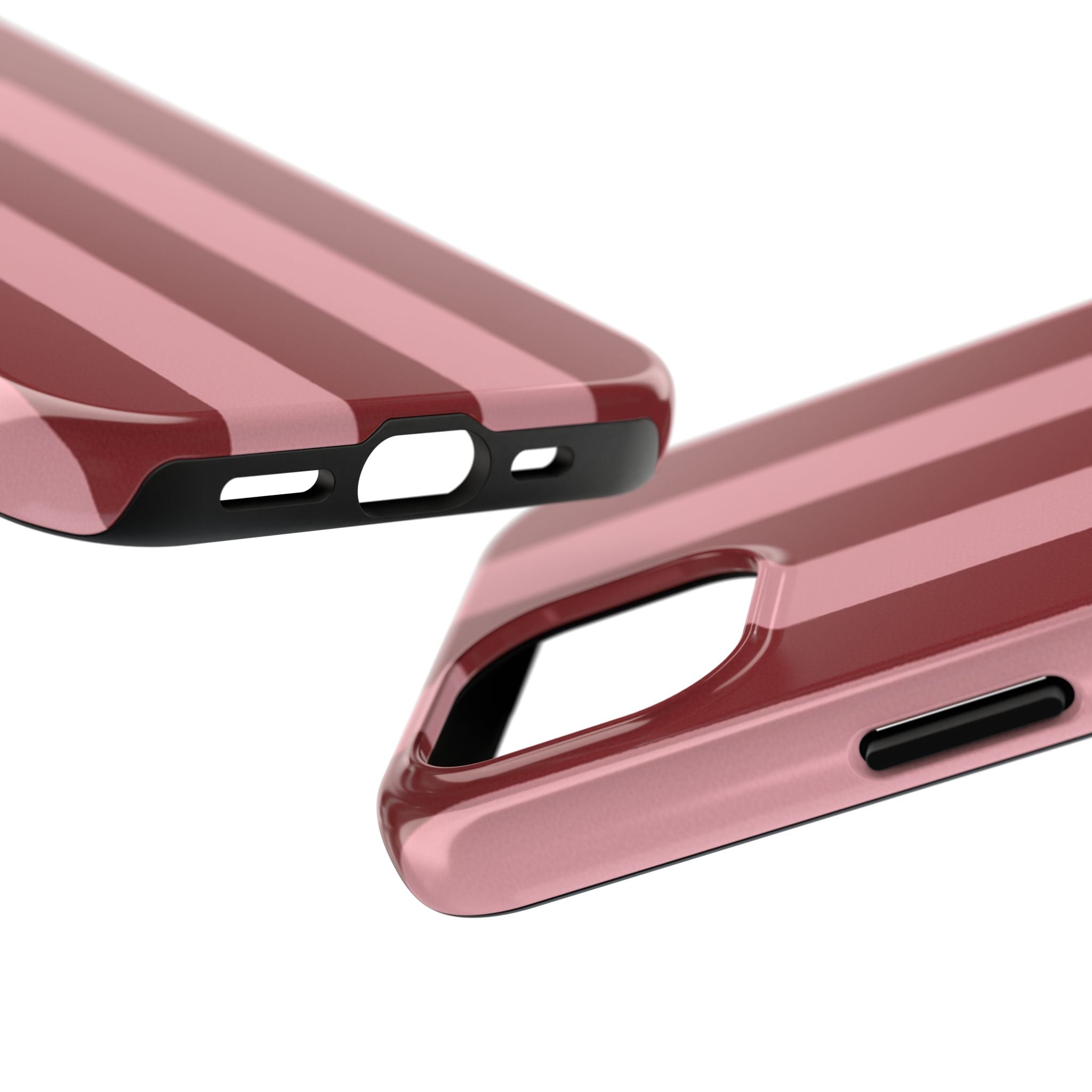 Striped Tough Phone Cases, Pink Red Cool Accessories, Protective Phone Covers, Trendy Mobile Cases, Stylish Device Protectors