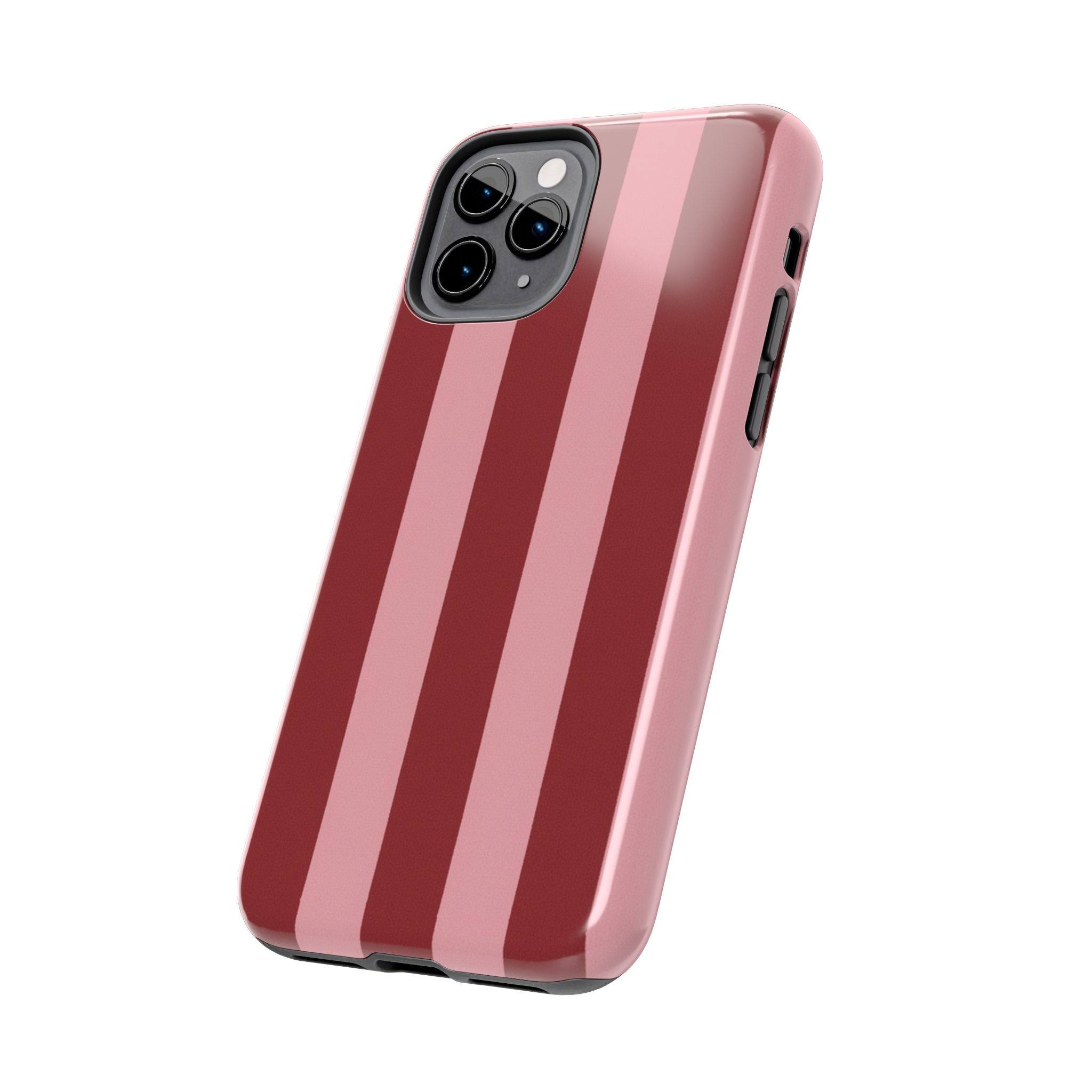 Striped Tough Phone Cases, Pink Red Cool Accessories, Protective Phone Covers, Trendy Mobile Cases, Stylish Device Protectors
