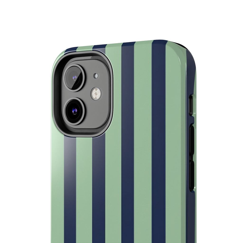 Striped Tough Phone Cases, Stylish Protective Cover, Modern Pattern Cellphone Accessories, Blue Green iPhone Samsung Galaxy Case, Cool Phone