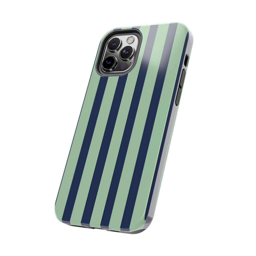 Striped Tough Phone Cases, Stylish Protective Cover, Modern Pattern Cellphone Accessories, Blue Green iPhone Samsung Galaxy Case, Cool Phone