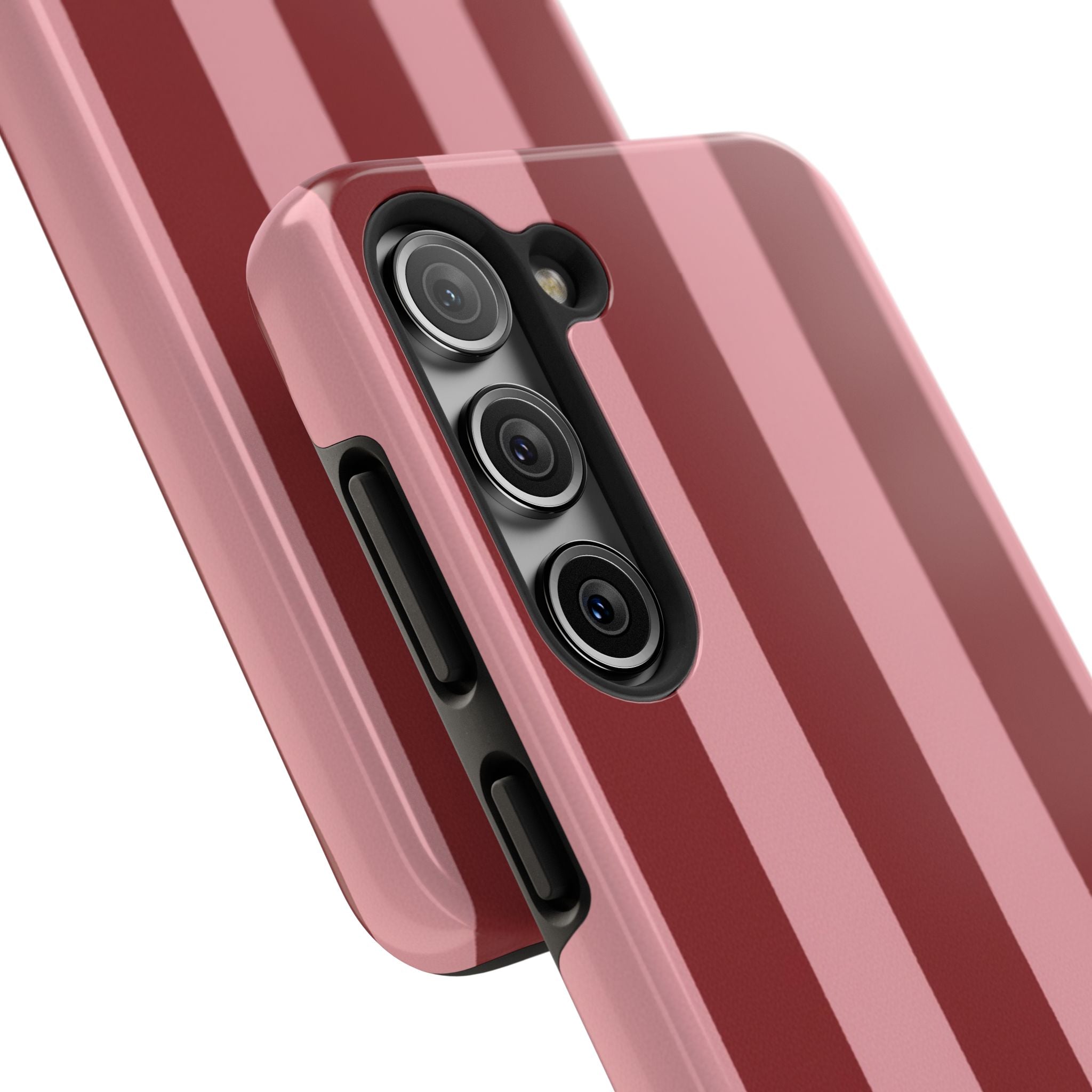Striped Tough Phone Cases, Pink Red Cool Accessories, Protective Phone Covers, Trendy Mobile Cases, Stylish Device Protectors