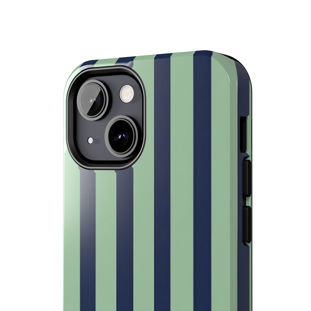 Striped Tough Phone Cases, Stylish Protective Cover, Modern Pattern Cellphone Accessories, Blue Green iPhone Samsung Galaxy Case, Cool Phone